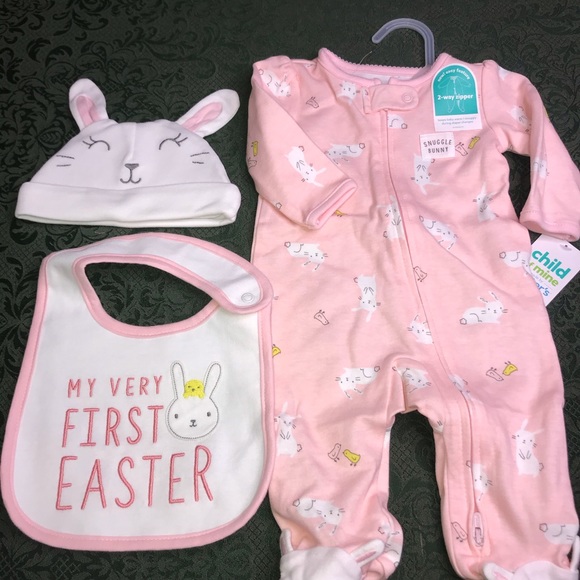 NWT TWINS 1st Easter sleeper bib cap carters 6-9 m - Picture 3 of 10